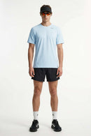 Sun-Protective Noble Run Club T-Shirt in Baby Blue - full-length front modeled view