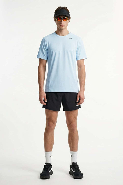 Sun-Protective Noble Run Club T-Shirt in Baby Blue - full-length front modeled view