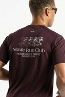 Sun-Protective Noble Run Club T-Shirt in Reddish Brown - full-length back modeled view