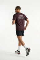 Sun-Protective Noble Run Club T-Shirt in Reddish Brown - full-length back modeled view