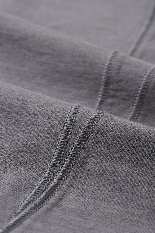 Quick-Drying Curved-Panel T-Shirt in Gray - seam and stitching detail