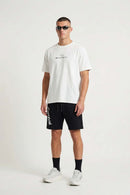 Quick-Drying Curved-Panel T-Shirt in White - full-length front modeled view