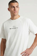 Quick-Drying Curved-Panel T-Shirt in White - front modeled view