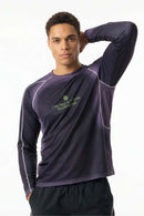 Morning Run Mesh-Panel Long-Sleeve T-Shirt in Black - front modeled close-up