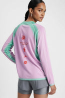 Morning Run Mesh-Panel Long-Sleeve T-Shirt in Pink - rear three-quarter modeled view