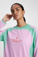 Morning Run Mesh-Panel Long-Sleeve T-Shirt in Pink - product detail close-up