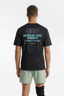 Trail-Running T-Shirt with Back Storage in Black - full-length back modeled view