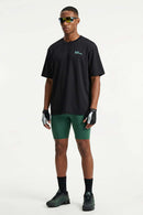 Trail-Running T-Shirt with Back Storage in Black - full-length front modeled view