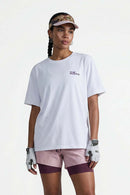 Trail-Running T-Shirt with Back Storage in White - front modeled close-up