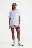 Trail-Running T-Shirt with Back Storage in White - full-length front modeled view