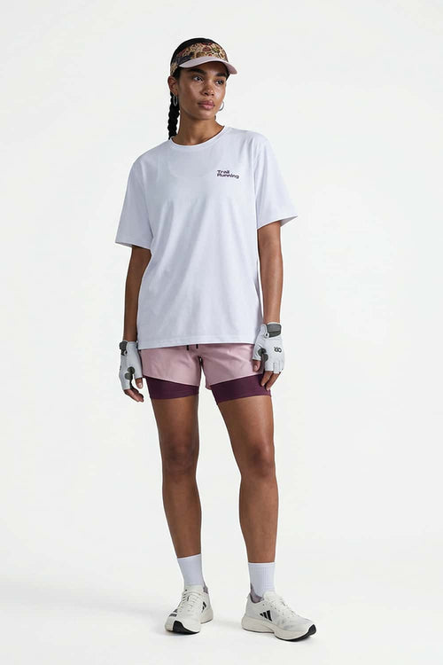 Trail-Running T-Shirt with Back Storage in White - full-length front modeled view