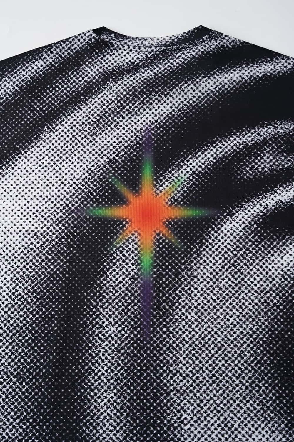 Breathable Stretch T-Shirt with Planet Graphics in Charcoal - graphic detail