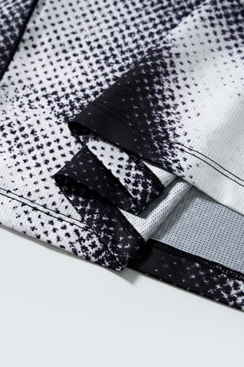 Breathable Stretch T-Shirt with Planet Graphics in Charcoal - cuff and hem detail