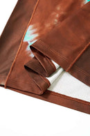 Quick-Drying Swirl Graphic Long-Sleeve T-Shirt in Coffee - cuff and hem detail