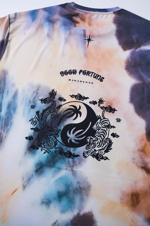 Breathable Good Fortune Graphic Long-Sleeve T-Shirt in Grayish Blue - graphic detail
