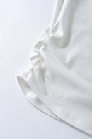 Cool-Touch Ruched-Side Fitted T-Shirt in Off White - hem detail