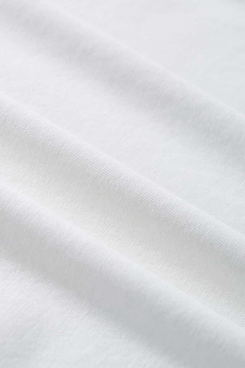 Cool-Touch Ruched-Side Fitted T-Shirt in Off White - fabric texture close-up