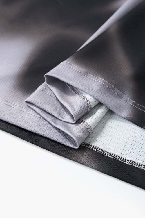 Quick-Drying Running Graphic Long-Sleeve T-Shirt in Charcoal - seam and stitching detail