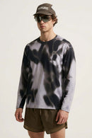 Quick-Drying Running Graphic Long-Sleeve T-Shirt in Charcoal - front modeled view