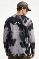 Quick-Drying Running Graphic Long-Sleeve T-Shirt in Charcoal - full-length back modeled view