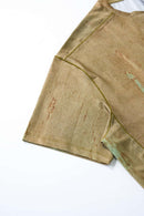 Breathable Abstract Graphic Sports T-Shirt in Sand Stone - product detail close-up