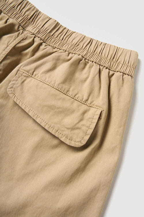 Drawstring Wide-Leg Cargo Trousers in Khaki - back pocket detail