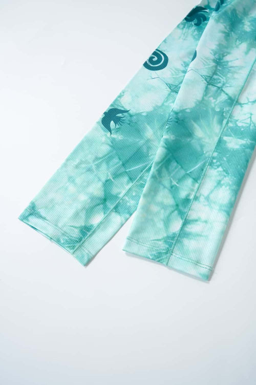 Moisture-Wicking Cloud Graphic Long-Sleeve T-Shirt in Middle Cyan - flat lay product detail