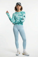 Moisture-Wicking Cloud Graphic Long-Sleeve T-Shirt in Middle Cyan - full-length front modeled view