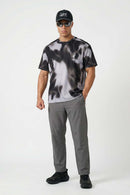 Relaxed Abstract-Print T-Shirt in Charcoal - full-length front modeled view