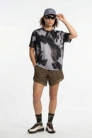 Relaxed Abstract-Print T-Shirt in Charcoal - full-length front modeled view