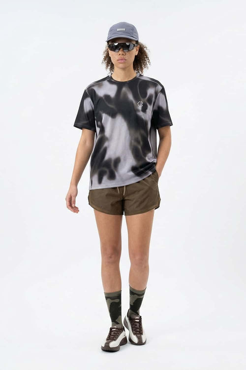 Relaxed Abstract-Print T-Shirt in Charcoal - full-length front modeled view