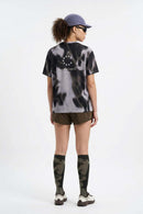 Relaxed Abstract-Print T-Shirt in Charcoal - full-length back modeled view