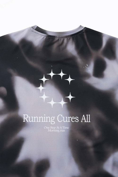 Relaxed Abstract-Print T-Shirt in Charcoal - collar detail