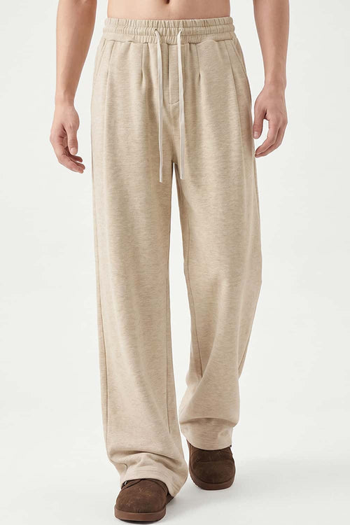 Heavyweight Wide-Leg Trousers in Apricot - front modeled view