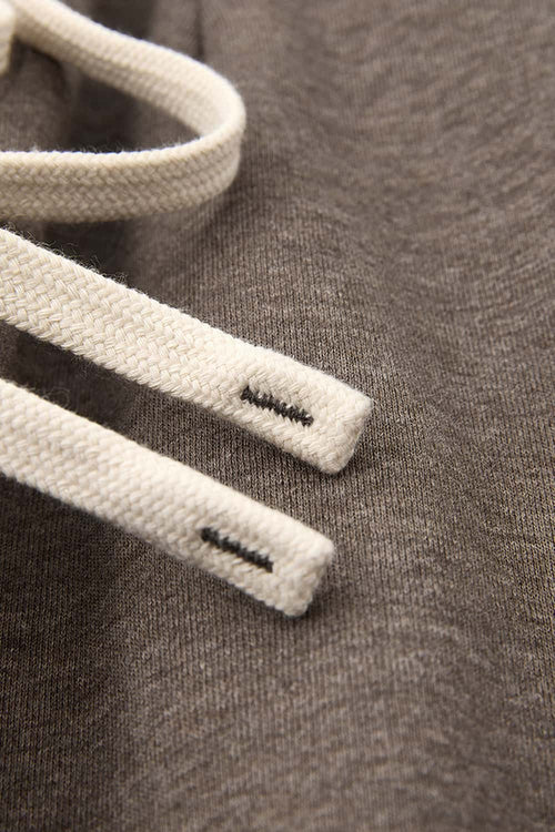Heavyweight Wide-Leg Trousers in Coffee - drawstring detail