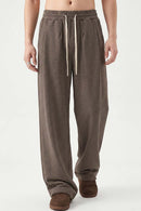 Heavyweight Wide-Leg Trousers in Coffee - front modeled view