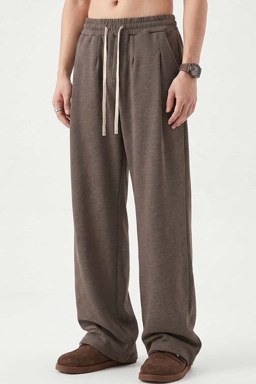 Heavyweight Wide-Leg Trousers in Coffee - three-quarter front modeled view
