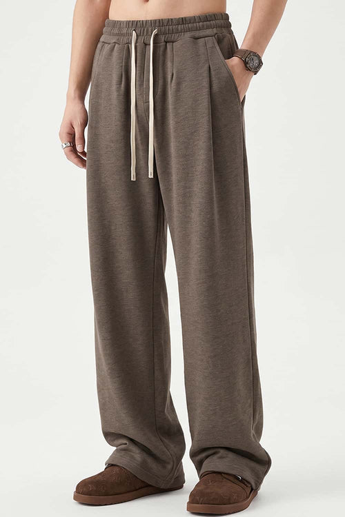 Heavyweight Wide-Leg Trousers in Coffee - front modeled view
