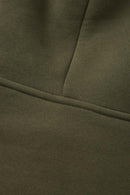 Fleece-Lined Boxy Pullover Hoodie in Military Green - cuff and hem detail