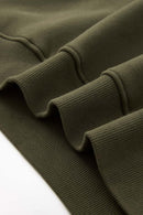 Fleece-Lined Boxy Pullover Hoodie in Military Green - hem detail