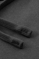Fleece-Lined Wide-Leg Drawstring Trousers in Dark Gray - drawstring detail