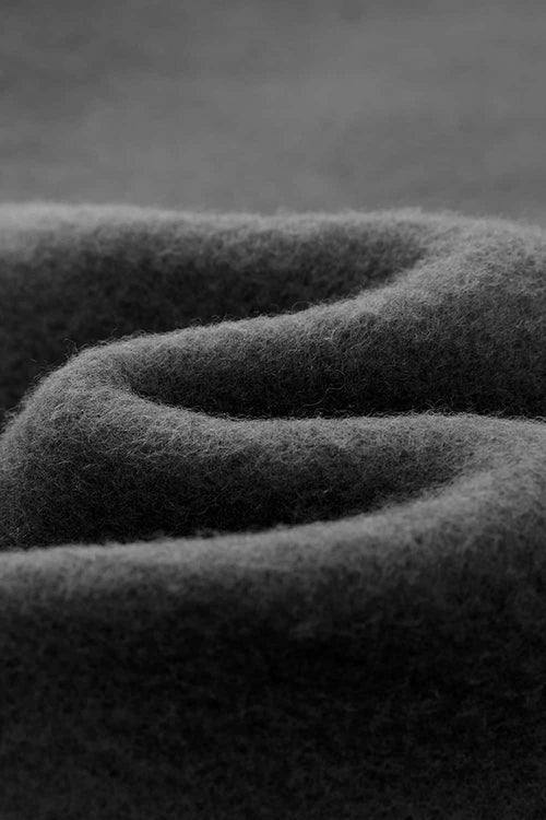 Fleece-Lined Wide-Leg Drawstring Trousers in Dark Gray - fabric texture close-up