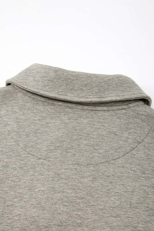 Heavyweight Long-Sleeve Polo Shirt in Oat Gray - cuff detail