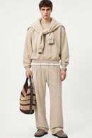 Heavyweight Drop-Shoulder Sweatshirt in Apricot - full-length front modeled view