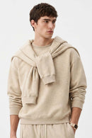 Heavyweight Drop-Shoulder Sweatshirt in Apricot - front modeled view