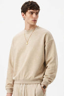 Heavyweight Drop-Shoulder Sweatshirt in Apricot - front modeled view
