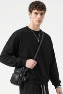 Heavyweight Drop-Shoulder Sweatshirt in Black - front modeled view
