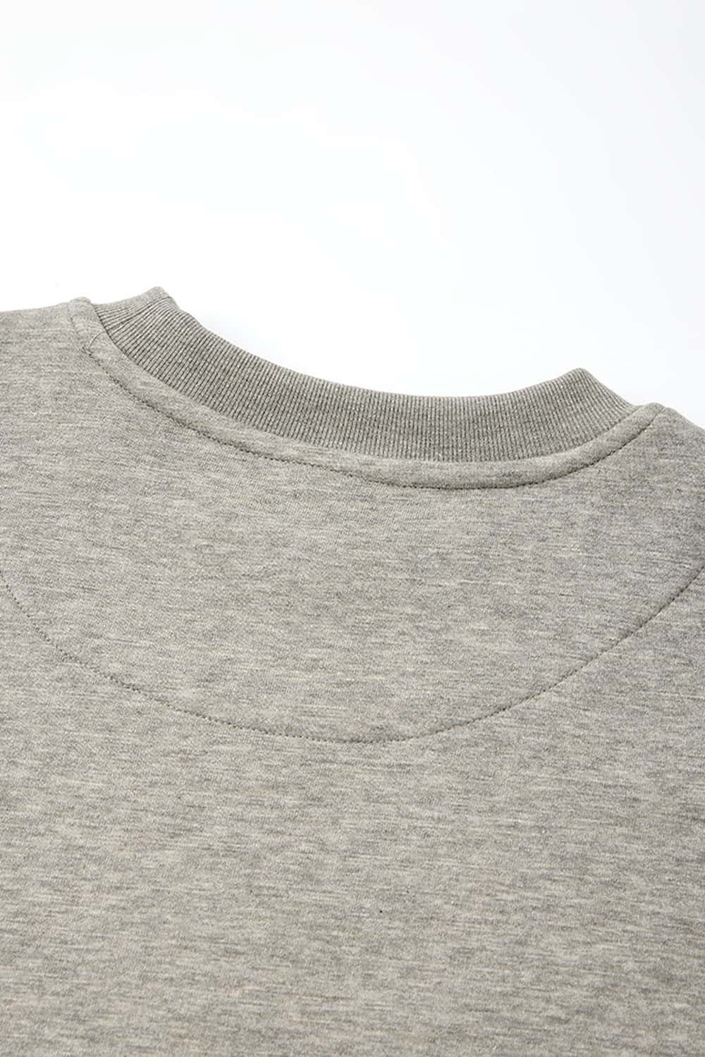 Heavyweight Drop-Shoulder Sweatshirt in Oat Gray - collar detail