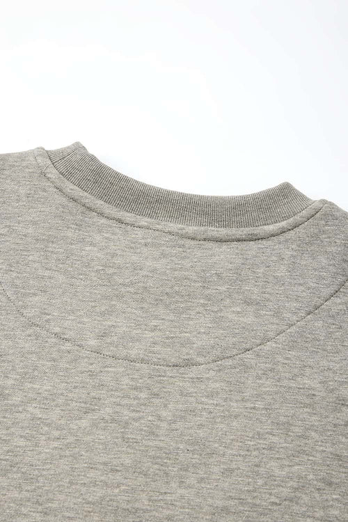 Heavyweight Drop-Shoulder Sweatshirt in Oat Gray - collar detail