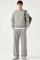 Heavyweight Drop-Shoulder Sweatshirt in Oat Gray - full-length front modeled view